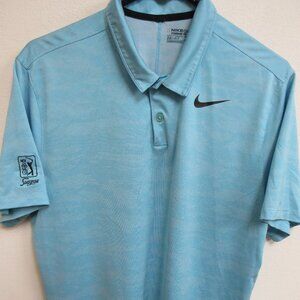 Nike Golf Icon Jaquard Standard Fit Dri-Fit Blue Polo Shirt Large TPC Sawgrass